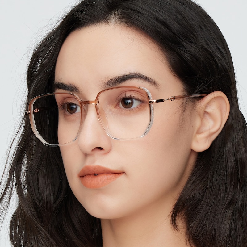 Katherine Champagne/Crystal Polygon TR90 Eyeglasses