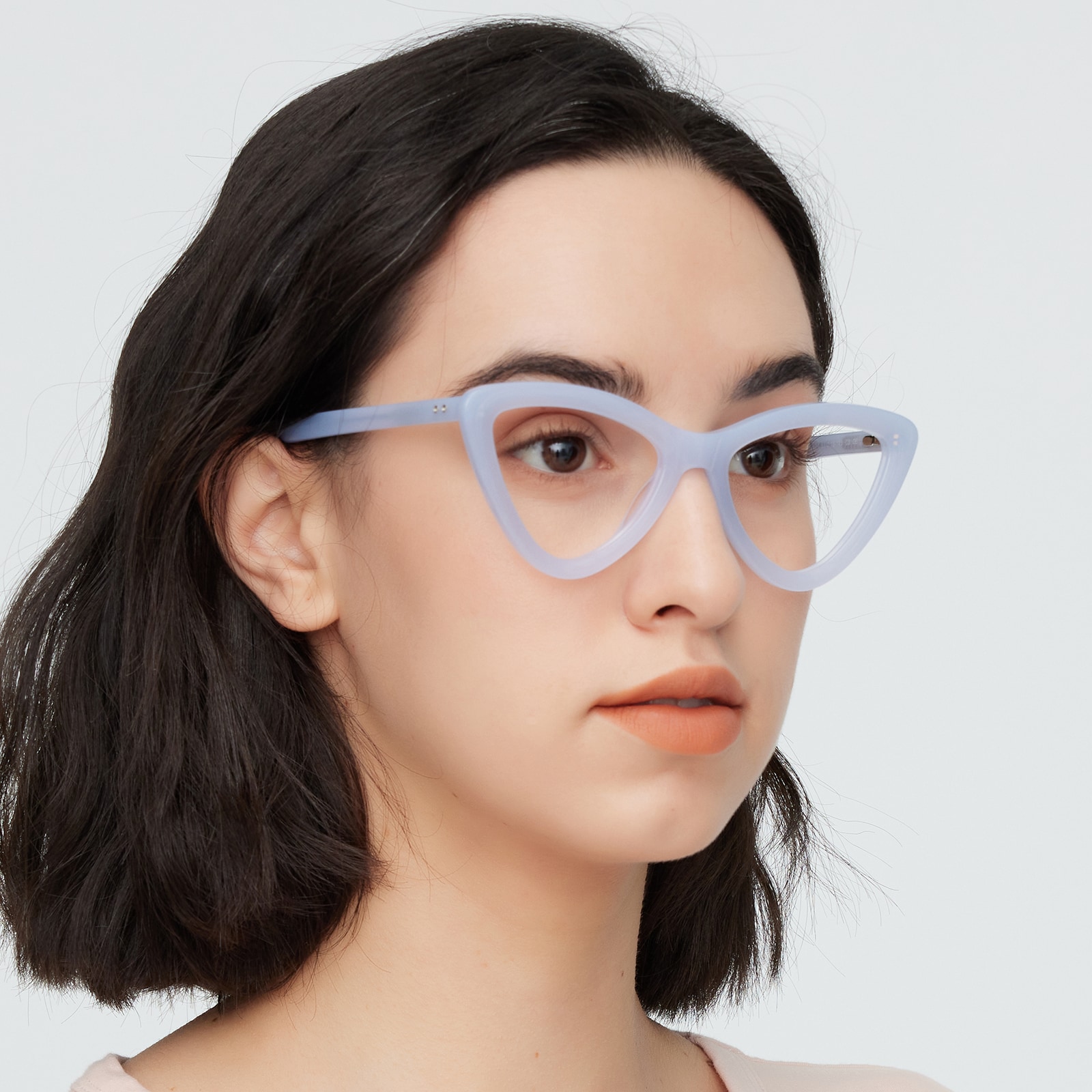 Cat Eye Eyeglasses, Full Frame Light Blue Plastic - FZ1967