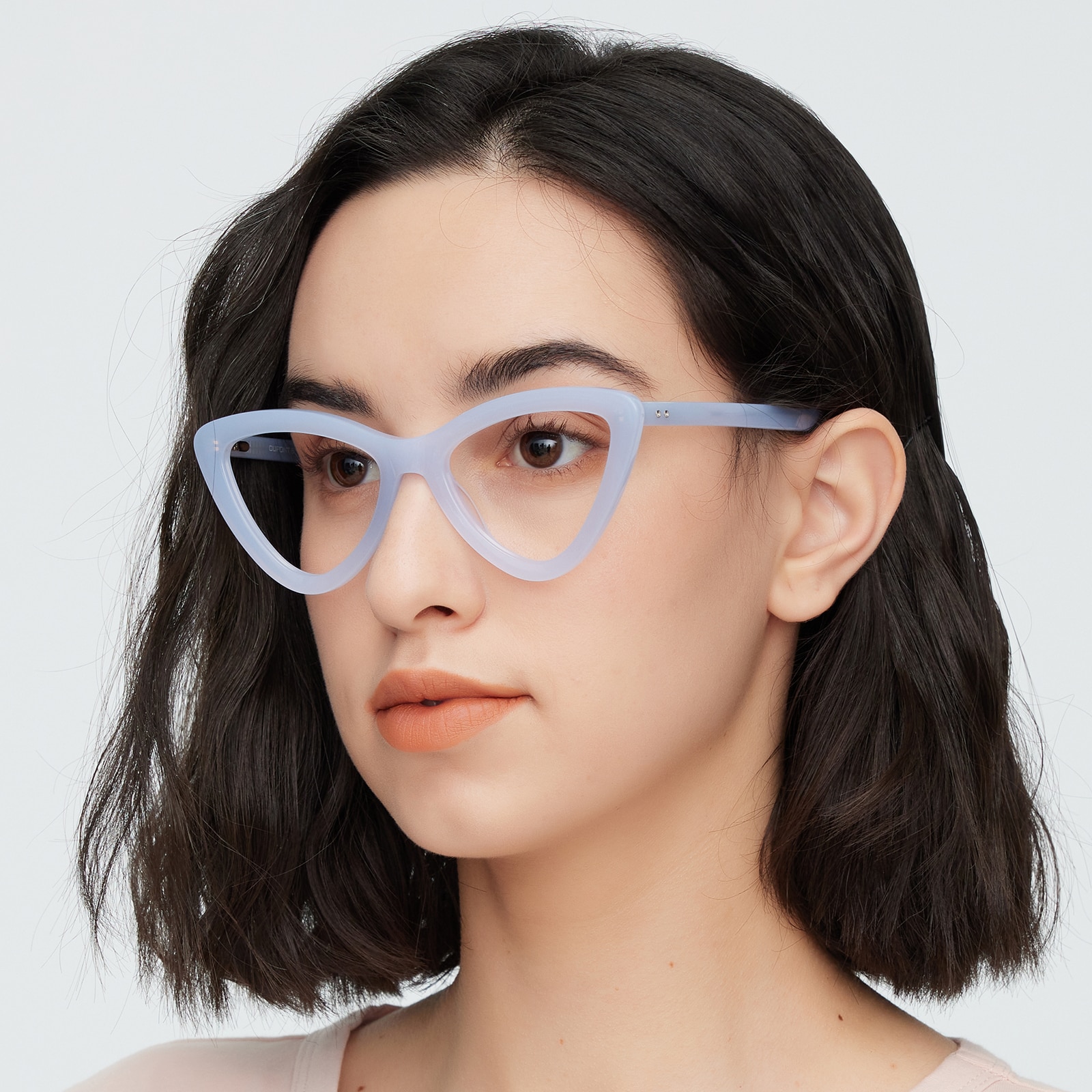 Cat Eye Eyeglasses, Full Frame Light Blue Plastic - FZ1967