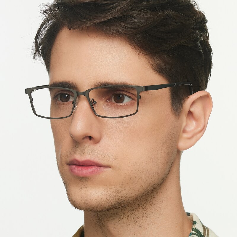Lambert Gunmetal(Silver Mirror-coating) Rectangle Metal Eyeglasses