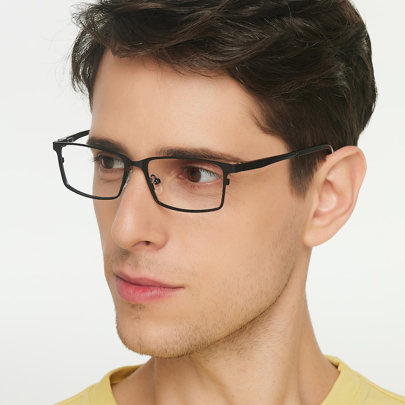 Lambert Black Rectangle Metal Eyeglasses
