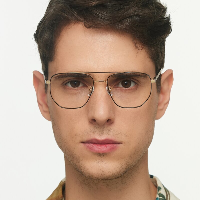 Blair Black/Golden Aviator Metal Eyeglasses