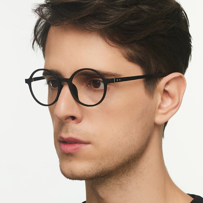 Olga Black Round Ultem Eyeglasses
