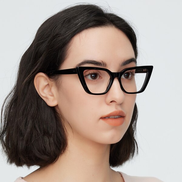 Hickory Cat Eye Black FullFrame Acetate Eyeglasses