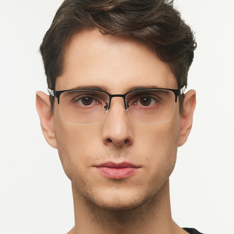 Mark Black Rectangle Metal Eyeglasses