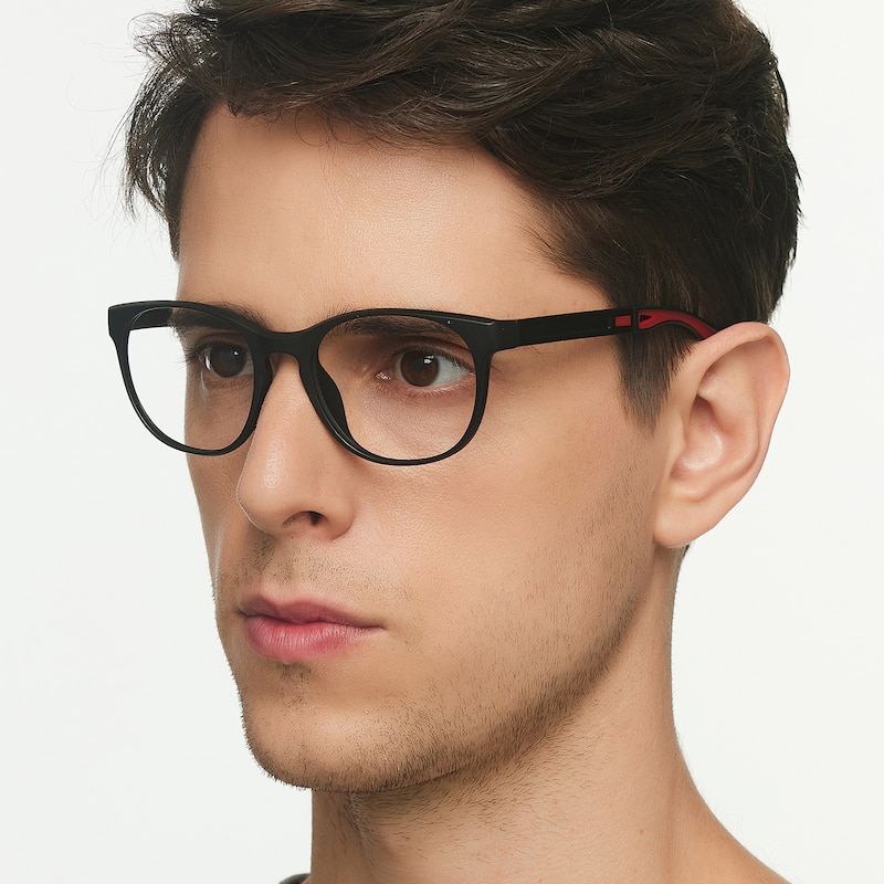Berkeley Black/Red Round TR90 Eyeglasses