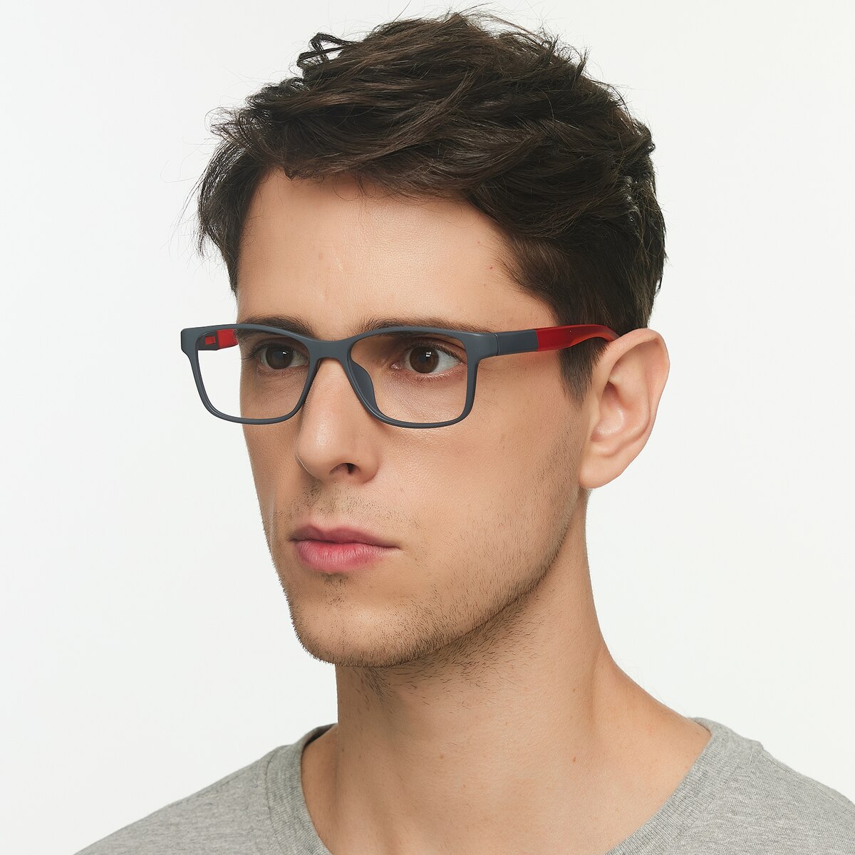 Brentwood Rectangle Gray/Orange Full-Frame TR90 Eyeglasses | GlassesShop