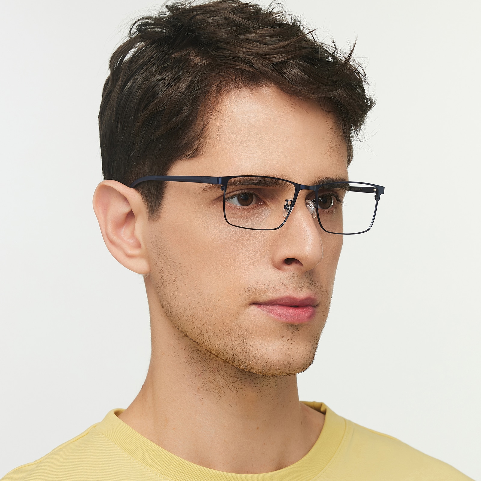 Rectangle Eyeglasses, Full Frame Blue Metal - FM1713