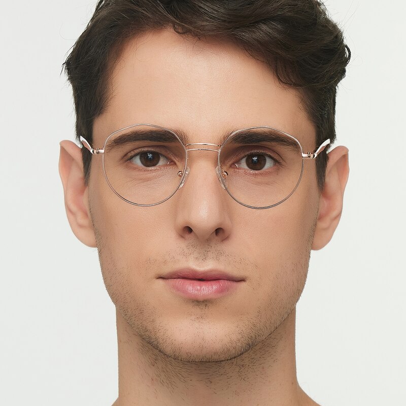 Galenka Rose Gold Polygon Metal Eyeglasses