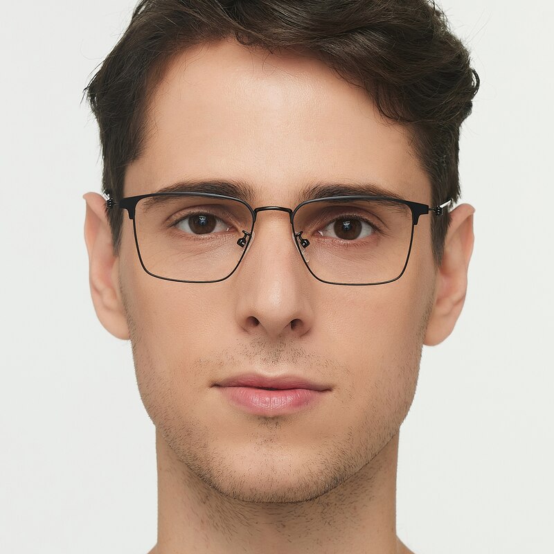 Adair Black Rectangle Metal Eyeglasses