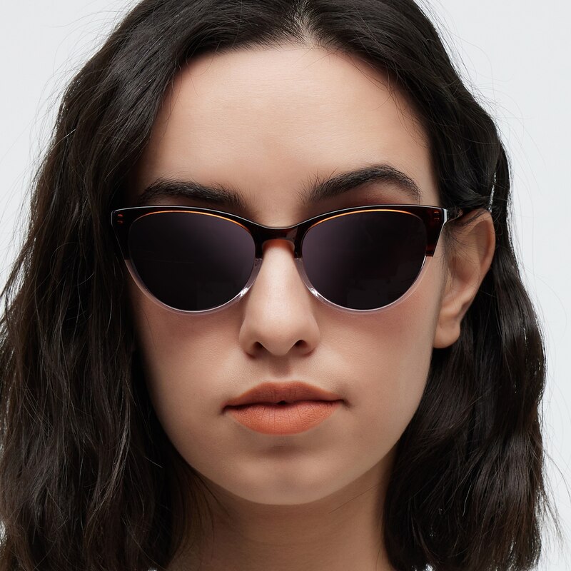 Lauren Brown/Crystal Cat Eye Acetate Sunglasses