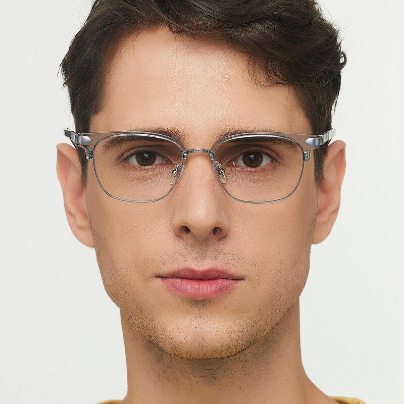 Richard Gray/Silver Oval Titanium Eyeglasses