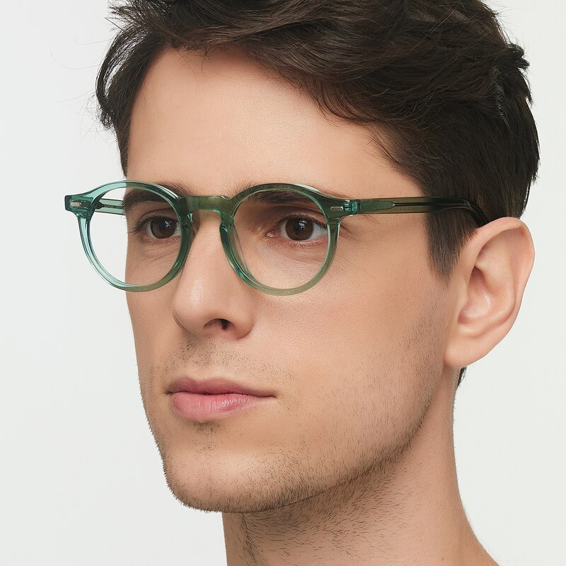 Saxon Sea Green Round Acetate Eyeglasses
