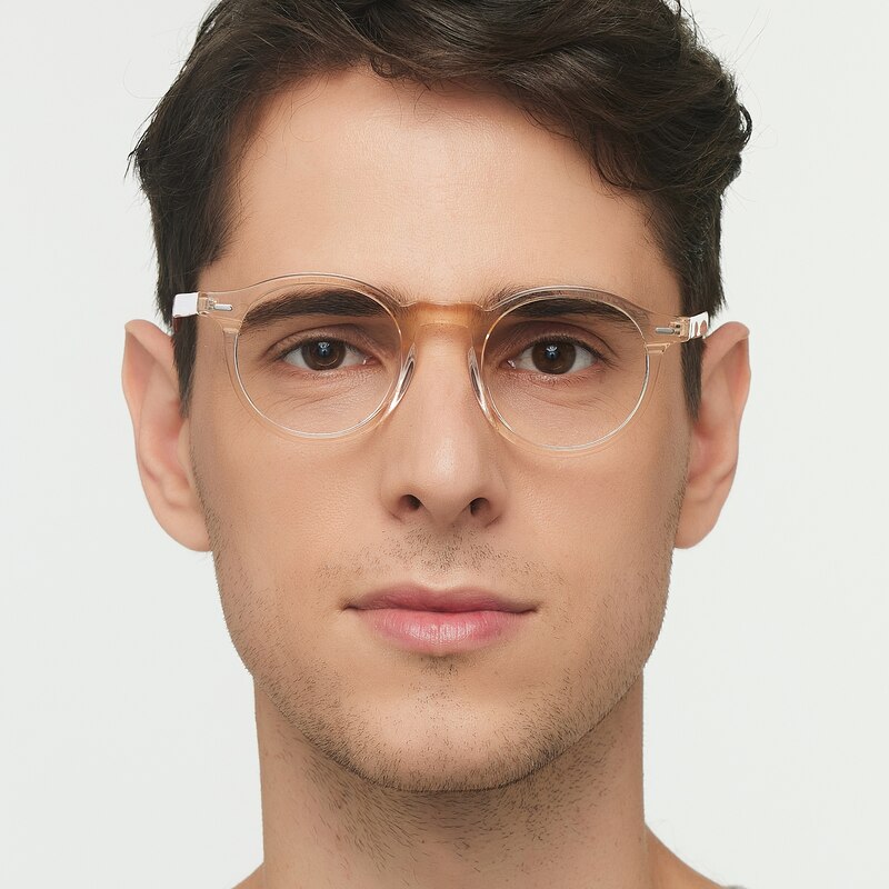 Saxon Light Orange Round Acetate Eyeglasses