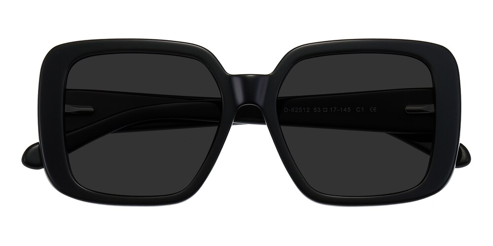 Rennes Black Square Acetate Sunglasses