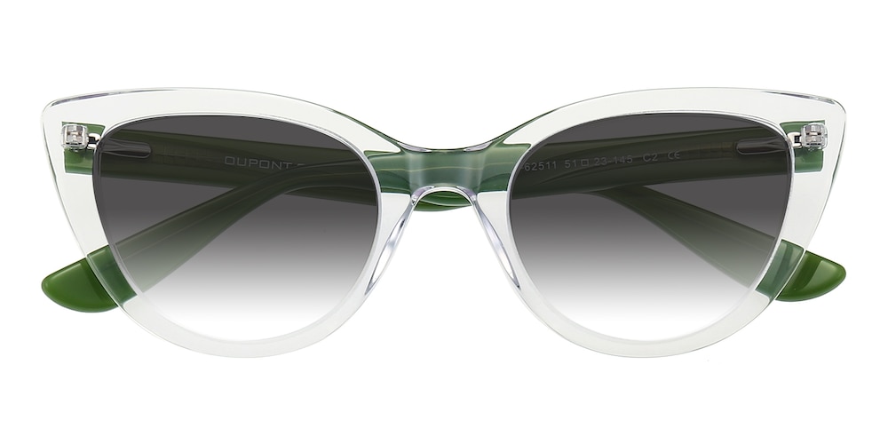 Smedley Crystal/Green Cat Eye Acetate Sunglasses