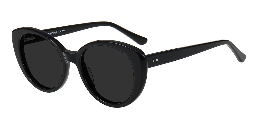 Grace Black Oval Acetate Sunglasses