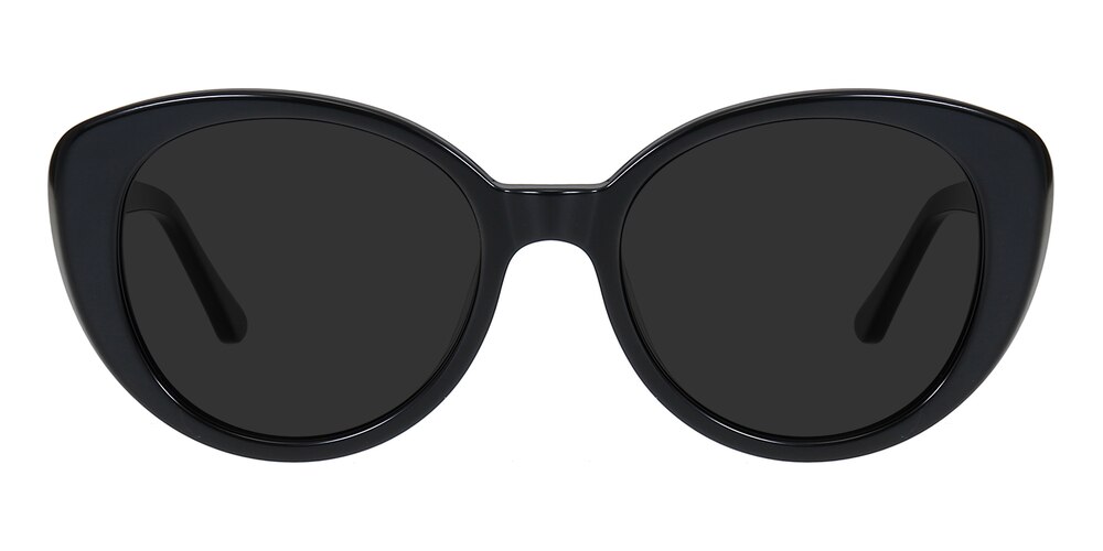 Grace Black Oval Acetate Sunglasses