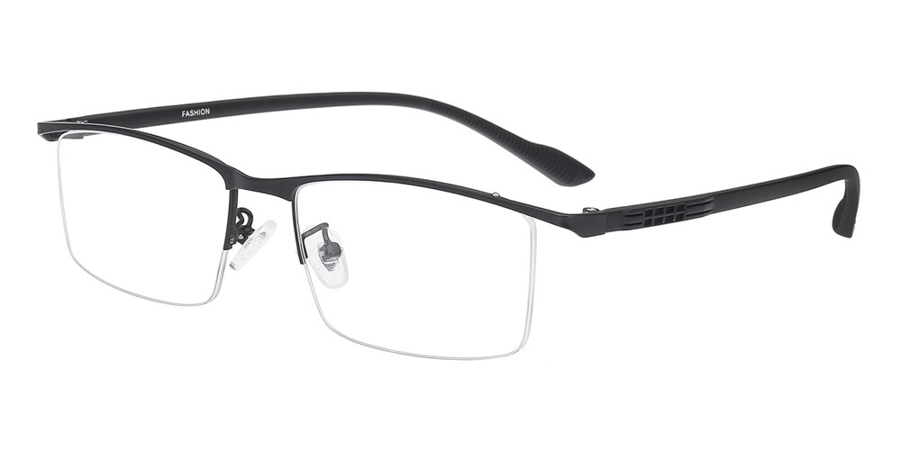Conrad Black Rectangle Metal Eyeglasses