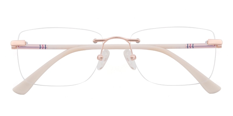 AnnArbor Golden/White Rectangle Metal Eyeglasses