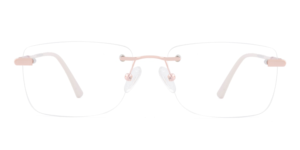 AnnArbor Golden/White Rectangle Metal Eyeglasses