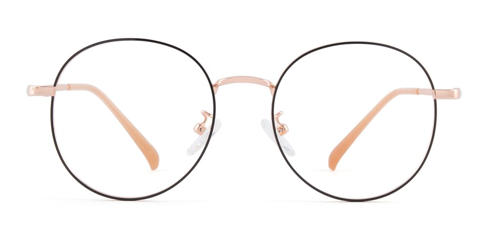 Minnie Black/Golden Round Metal Eyeglasses