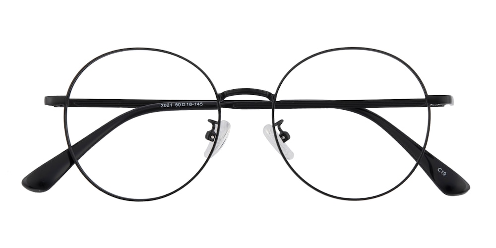 Noyes Black Round Metal Eyeglasses