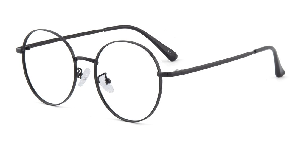 Noyes Black Round Metal Eyeglasses