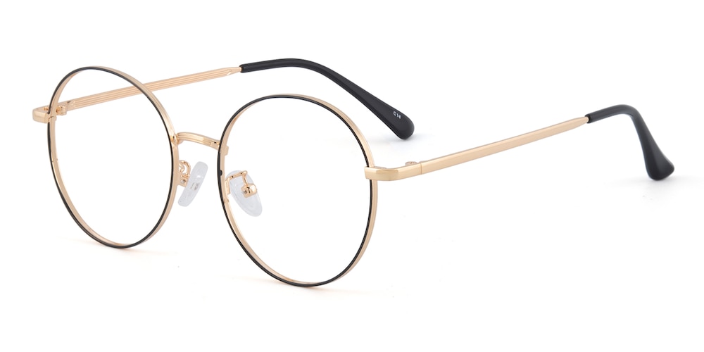 Noyes Black/Golden Round Metal Eyeglasses