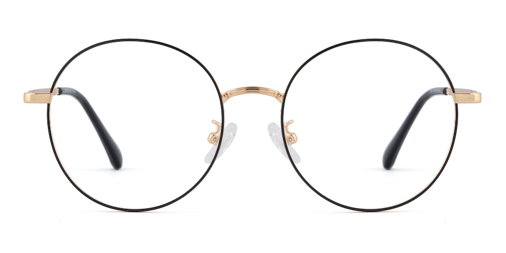 Noyes Black/Golden Round Metal Eyeglasses