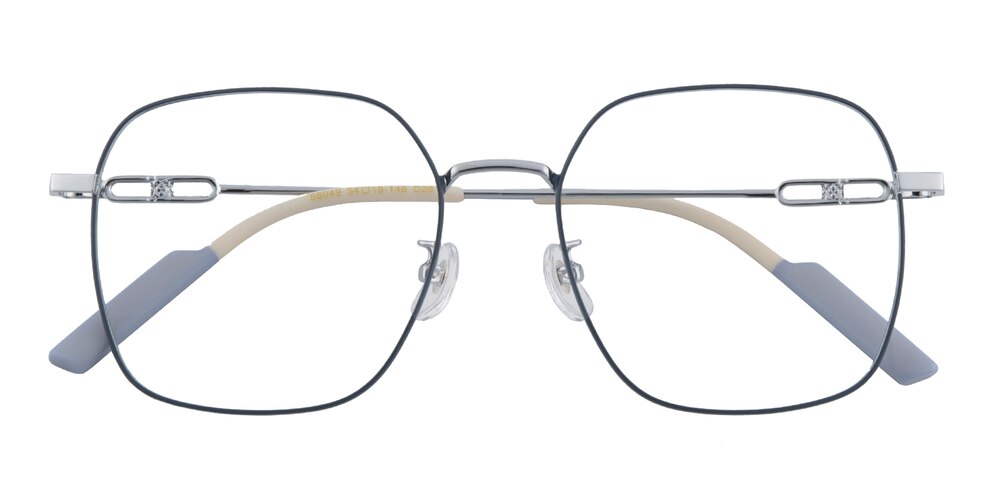 Katey Vallarta Blue/Silver Square Metal Eyeglasses