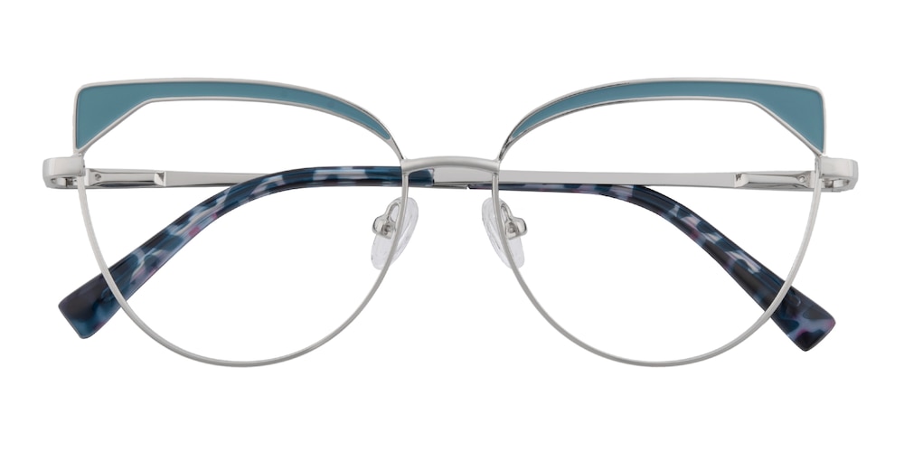 Gracie Silver/Canal blue Cat Eye Metal Eyeglasses