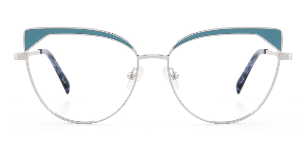 Gracie Silver/Canal blue Cat Eye Metal Eyeglasses
