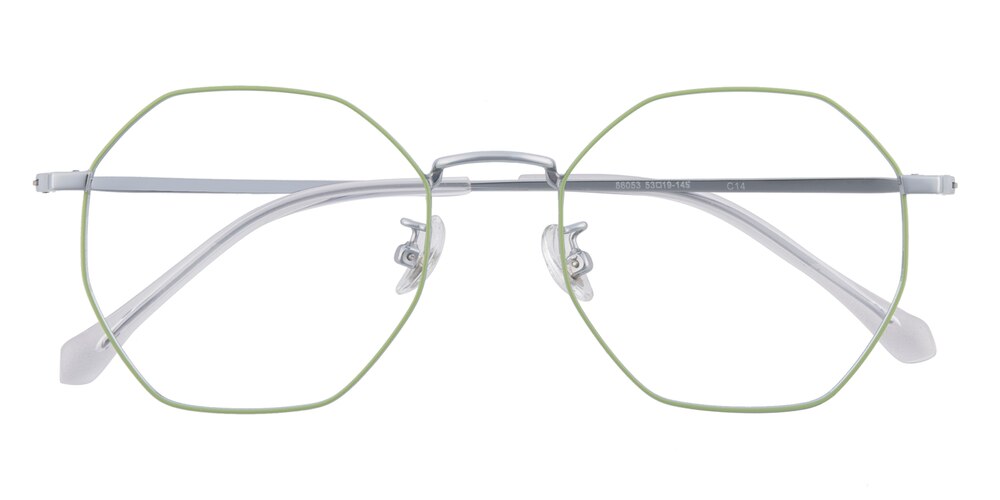 Annabel Green/Silver Polygon Titanium Eyeglasses
