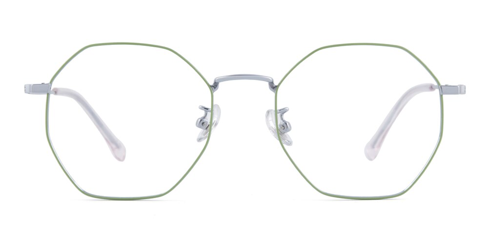 Annabel Green/Silver Polygon Titanium Eyeglasses