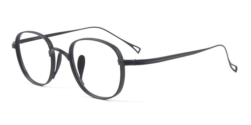 Ithaca Black Round Titanium Eyeglasses