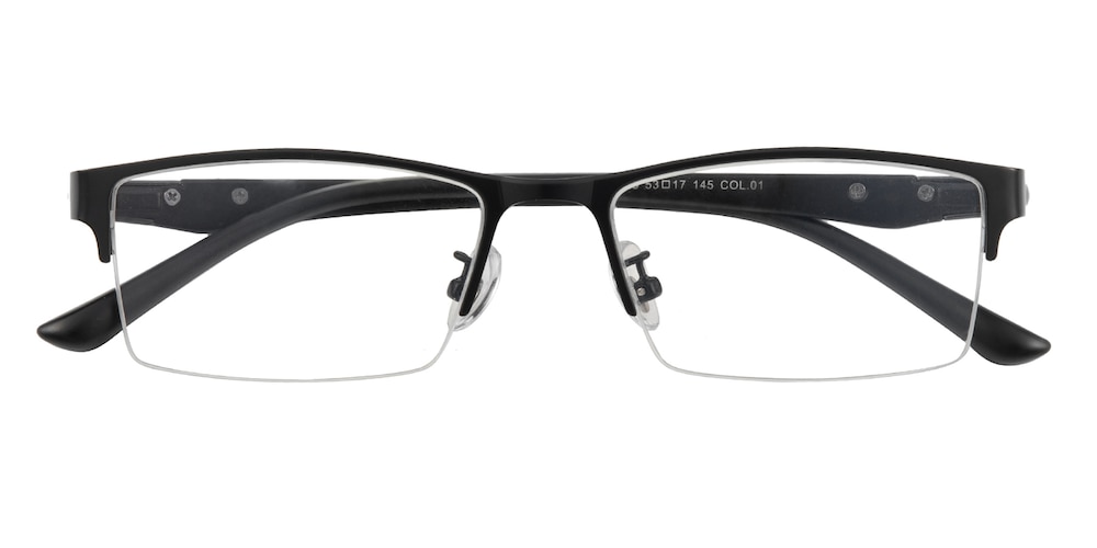 Fernando Black Rectangle Metal Eyeglasses