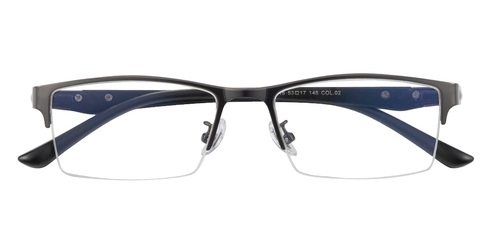 Fernando Gunmetal Rectangle Metal Eyeglasses