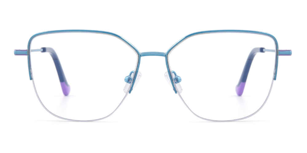 Anniston Blue Cat Eye Metal Eyeglasses
