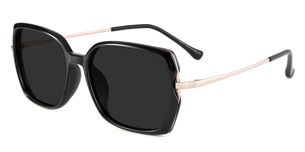 Lora Black/Rose Gold Rectangle TR90 Sunglasses