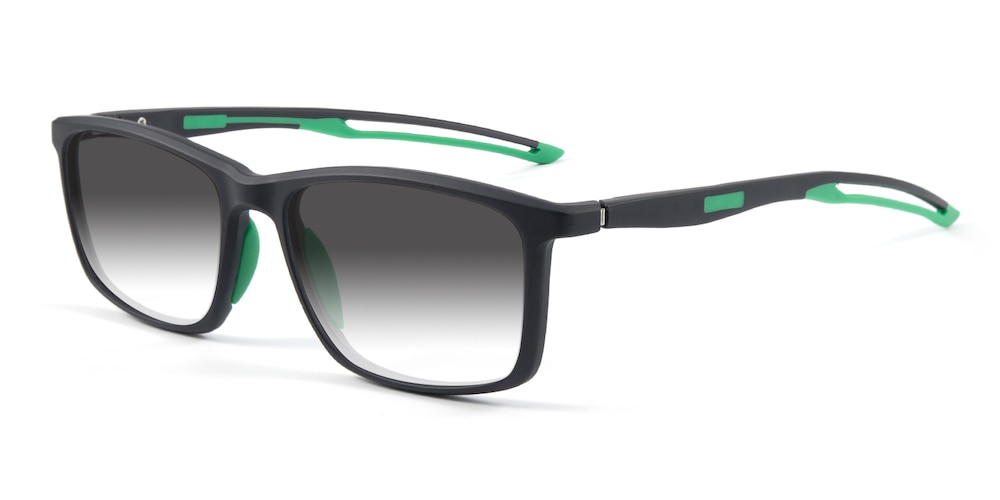 Geoffrey Mblack/Green Rectangle TR90 Sunglasses