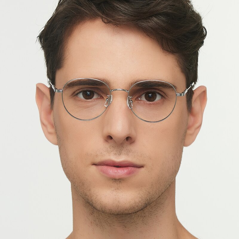 Sebastian Silver Round Metal Eyeglasses