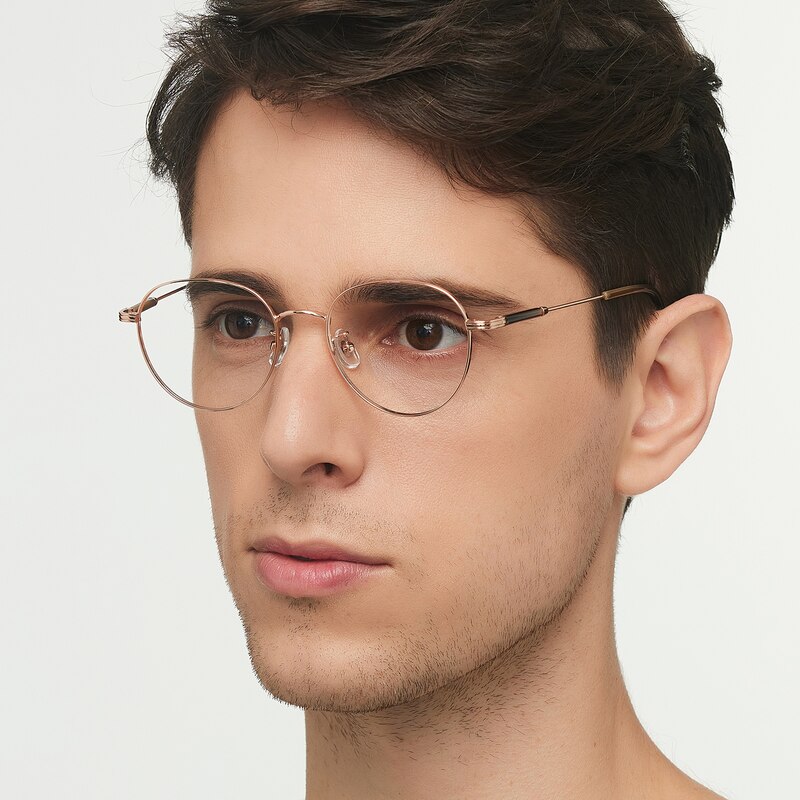 Sebastian Rose Gold Round Metal Eyeglasses