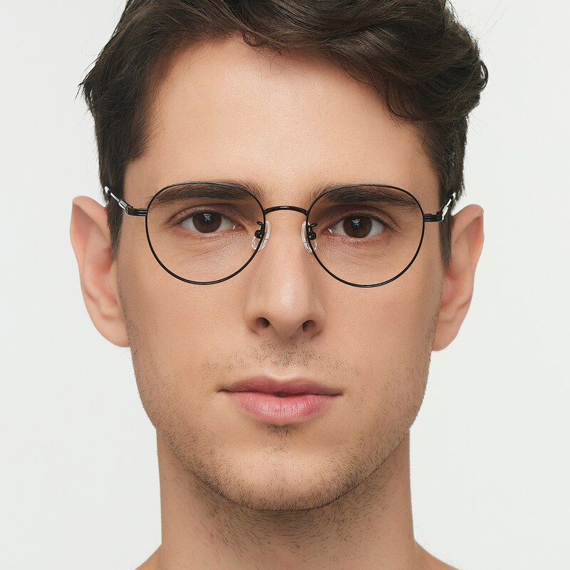Sebastian Black Round Metal Eyeglasses