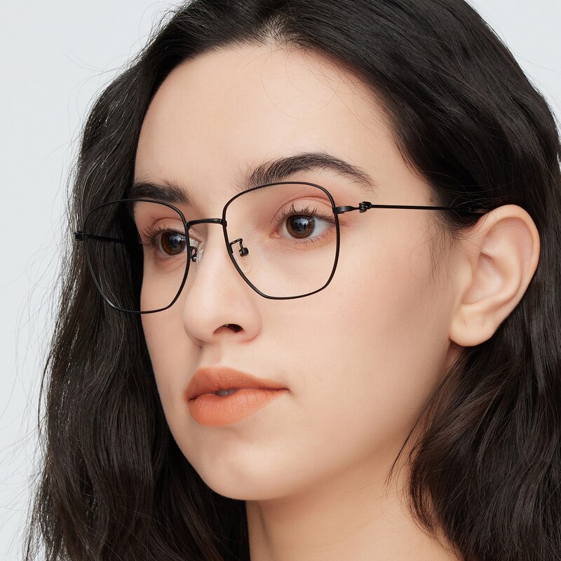 Heloise Black Square Metal Eyeglasses