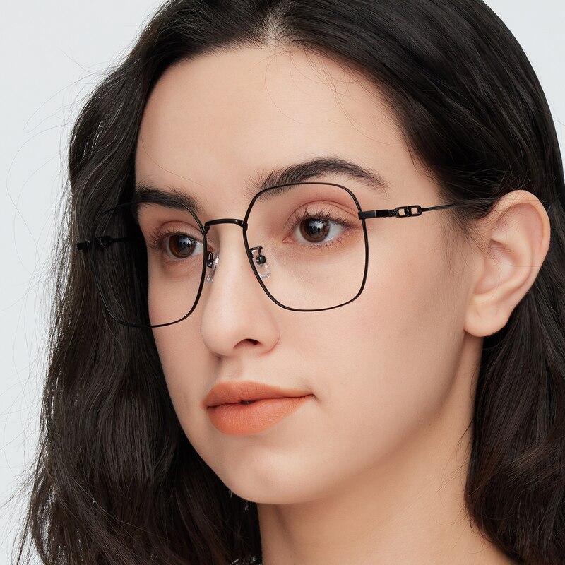 Katey Black Square Metal Eyeglasses
