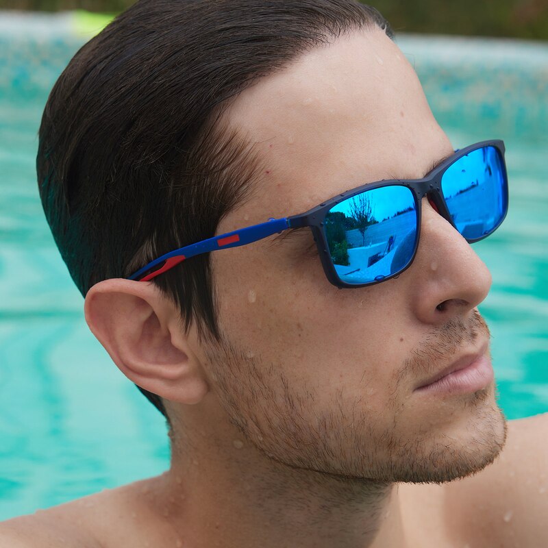 Geoffrey Blue/Red Rectangle TR90 Sunglasses