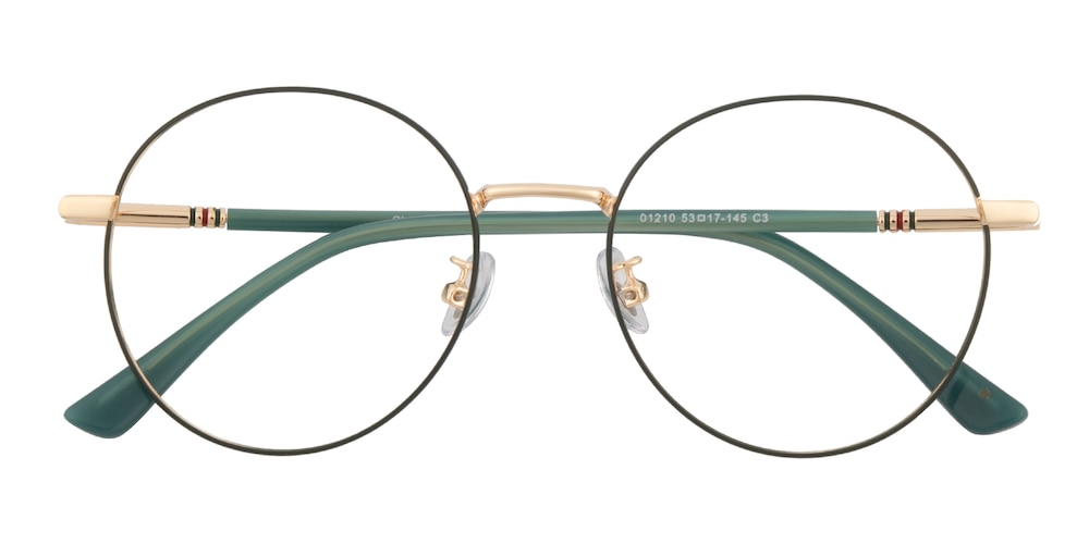 Traverse Green/Golden Round Metal Eyeglasses