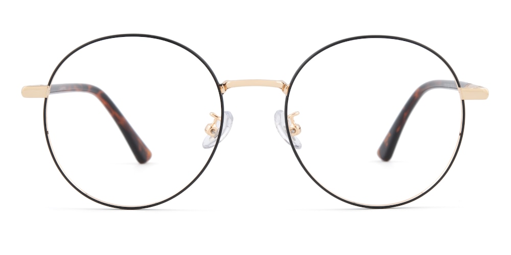 Traverse Black/Golden/Tortoise Round Metal Eyeglasses