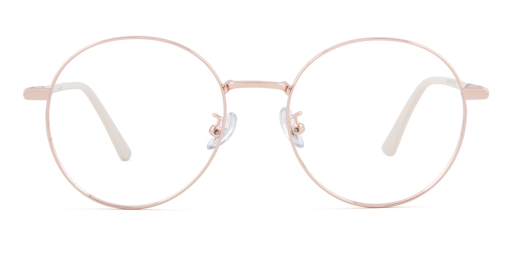 Traverse Rose Gold/White Round Metal Eyeglasses